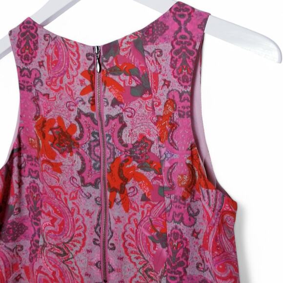CAbi Style #127 Printed Jubilee Top Pink & Red Floral Blouse Top - Size XS - Picture 3 of 7